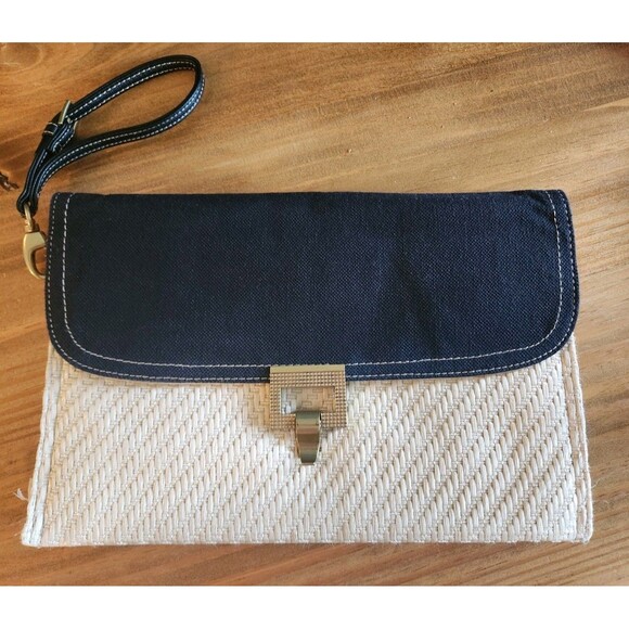 Jason Wu for Target Black Cotton and Woven Clutch Wristlet 11.5" X 8" - Picture 1 of 8